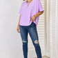 Zenana Livin' Life Texture Short Sleeve T-Shirt in Bright Lavender