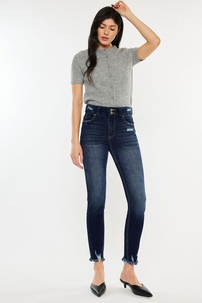 Kancan Charlotte Cat's Whiskers Raw Hem High Waist Jeans