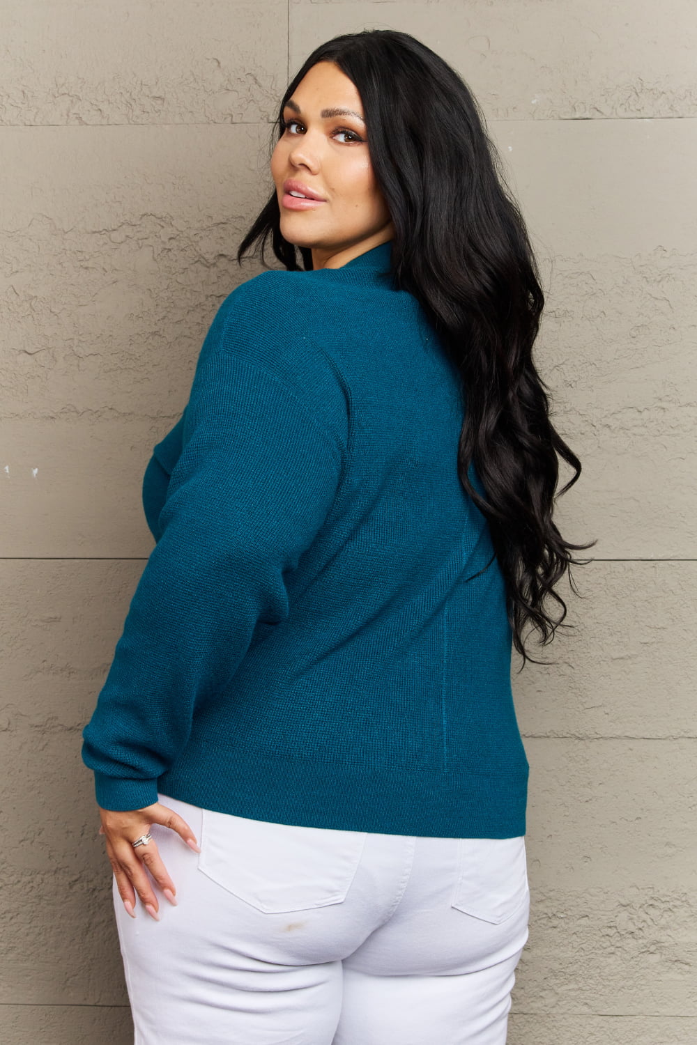 Zenana Kiss Me Tonight Button Down Cardigan in Teal