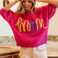 BiBi Just A Fuchsia Mom Contrast Sweater