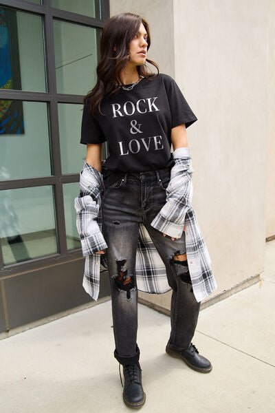 Simply Love ROCK ＆ LOVE Short Sleeve Graphic T-Shirt