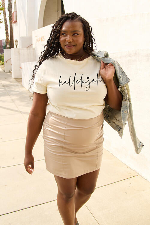 Simply Love Hallelujah Graphic Short Sleeve T-Shirt