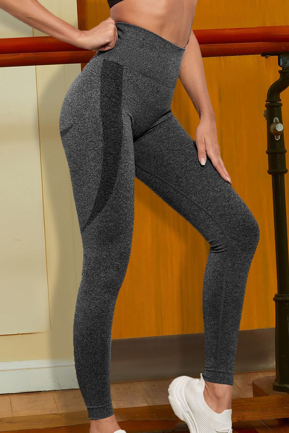 The Smoothie Bar Wide Waistband Sports Leggings in Charcoal