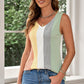 In Sync Multicolored Striped Waffle-Knit Sleeveless Tank