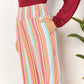 Double Take Keep Smiling Striped Smocked Waist Pants with Pockets