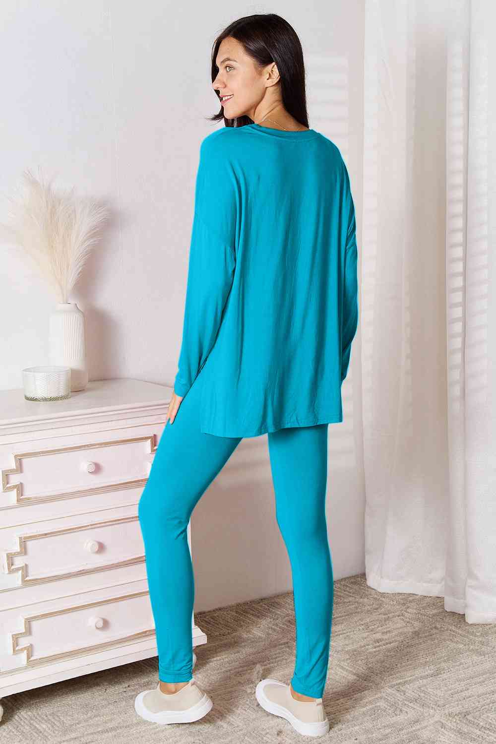 Basic Bae Ready To Unwind V-Neck Soft Rayon Long Sleeve Top and Pants Lounge Set