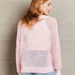 Double Take Blushing At The Shore Openwork Dropped Shoulder Knit Top
