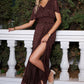 Small Town Glitter V-Neck High Slit Glitter Maxi Dress