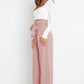 Office Chic Tie Front Wide Paperbag Waist Leg Pants