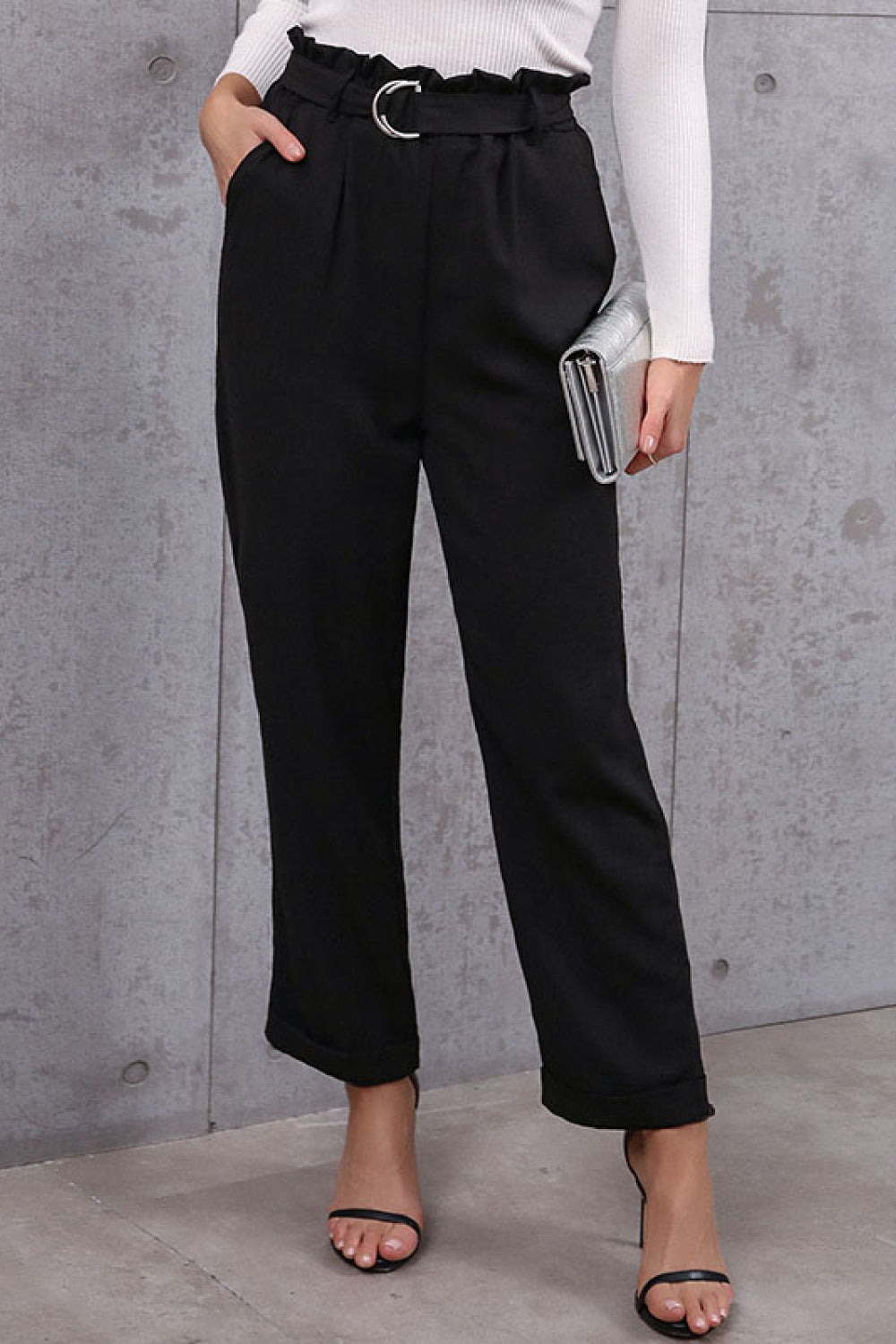 Tru Chic Belted Paperbag Waist Pants