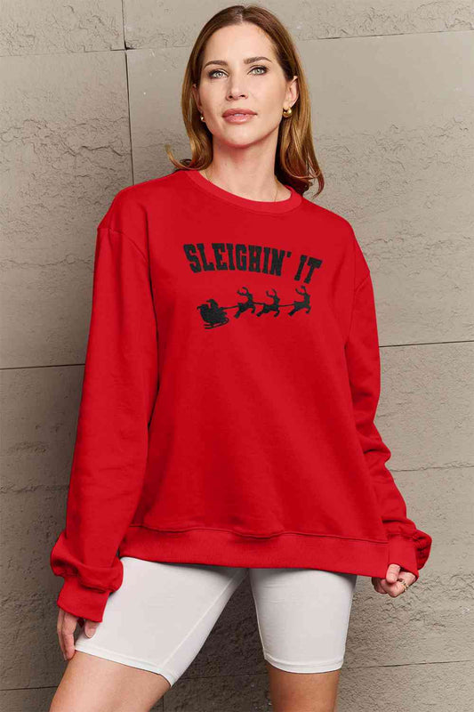 Simply Love SLEIGHIN' IT Graphic Sweatshirt