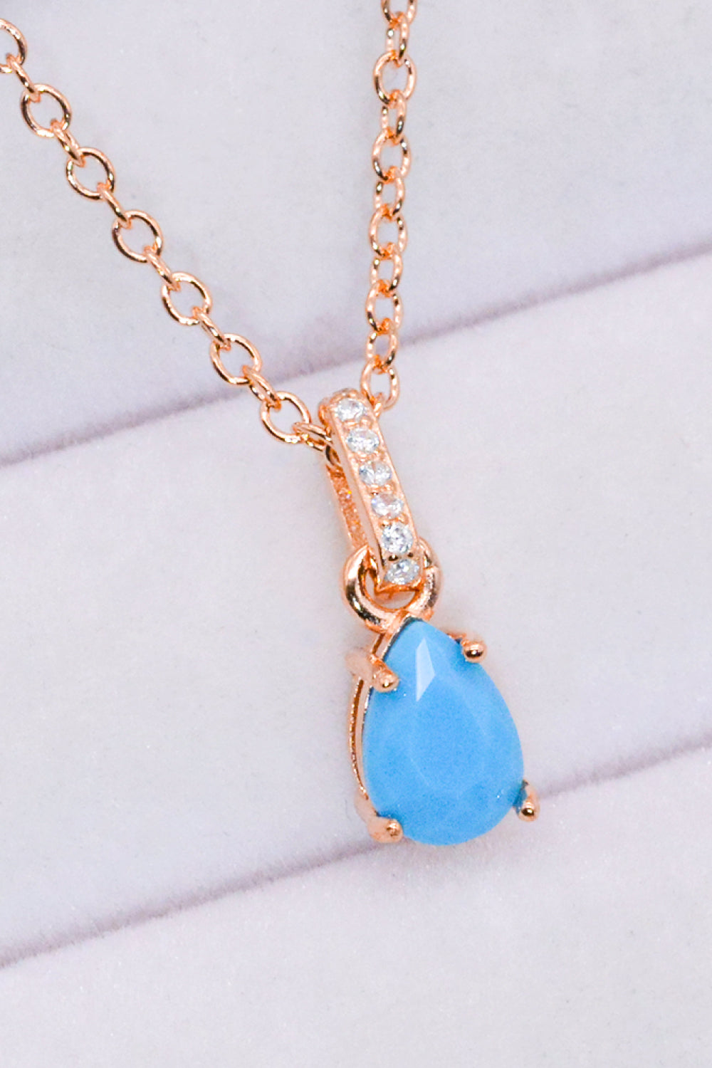 Turquoise 4-Prong Teardrop Pendant Necklace