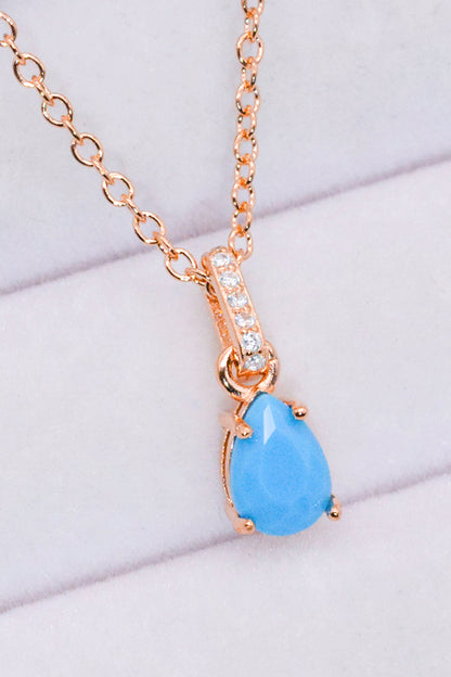 Turquoise 4-Prong Teardrop Pendant Necklace